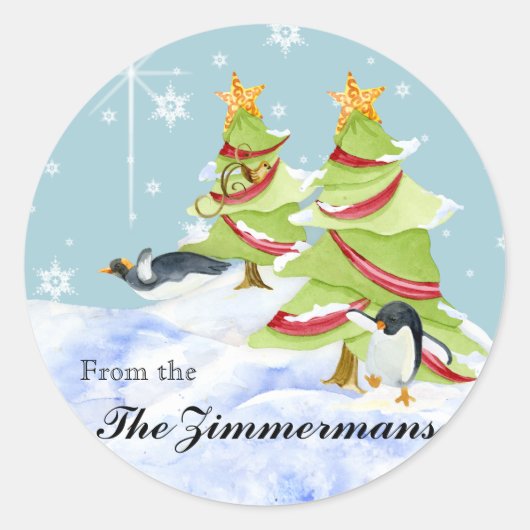 Winter Whimsy Schattige Polar Beer Baby's in Sneeu Ronde Sticker (Voorkant)