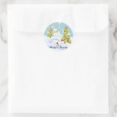Winter Whimsy Schattige Polar Beer Baby's in Sneeu Ronde Sticker (Tas)