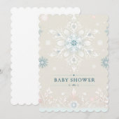 Winter Whimsy Sneeuwvlok Baby shower Invitation Kaart (Voorkant / Achterkant)