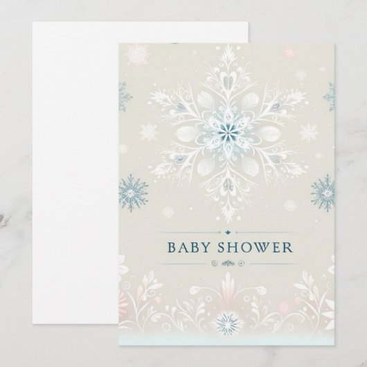 Winter Whimsy Sneeuwvlok Baby shower Invitation Save The Date (Voorkant / Achterkant)