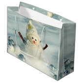 Winter Whimsy Snowman Groot Cadeauzakje (Voorkant Gekanteld)