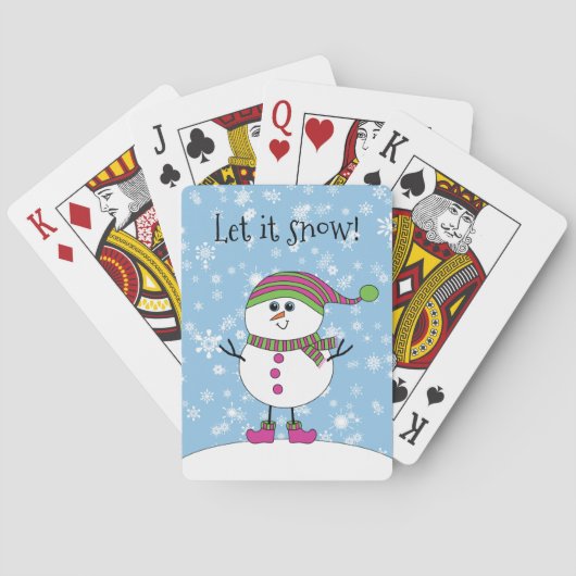 Winter Whimsy Snowman laat het sneeuwen Pokerkaarten (Achterkant)