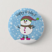 Winter Whimsy Snowman Prettige feestdagen Ronde Button 5,7 Cm (Voorkant)