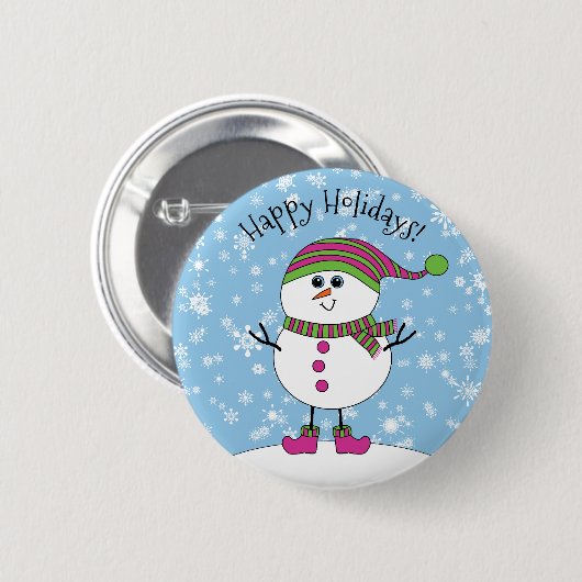 Winter Whimsy Snowman Prettige feestdagen Ronde Button 5,7 Cm (Voorkant /achterkant)