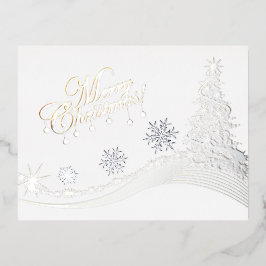 Winter Whimsy: vrolijke kerstboom Folie Feestdagen Briefkaart