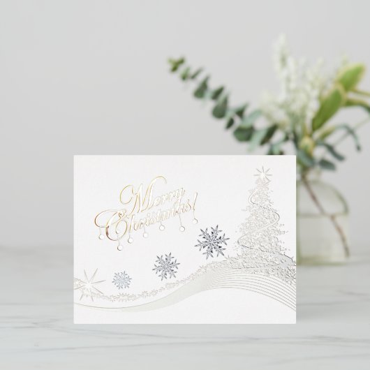 Winter Whimsy: vrolijke kerstboom Folie Feestdagen Briefkaart (Staand Voorkant)