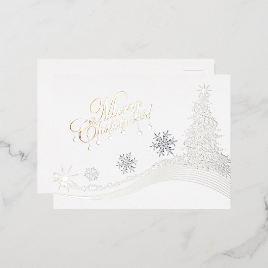 Winter Whimsy: vrolijke kerstboom Folie Feestdagen Briefkaart (Voorkant / Achterkant)