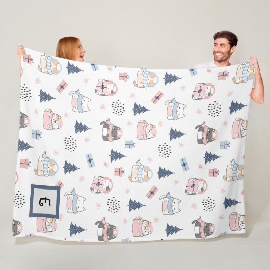 Winter Whiskers Gepersonaliseerde Gooi Deken (In situ)