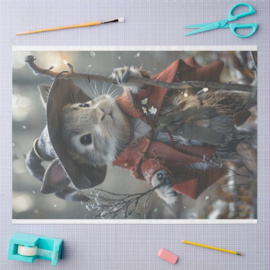 Winter Whiskers Kerstmis Mouse Decoupage Tissuepapier (Craft)