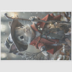 Winter Whiskers Kerstmis Mouse Decoupage Tissuepapier