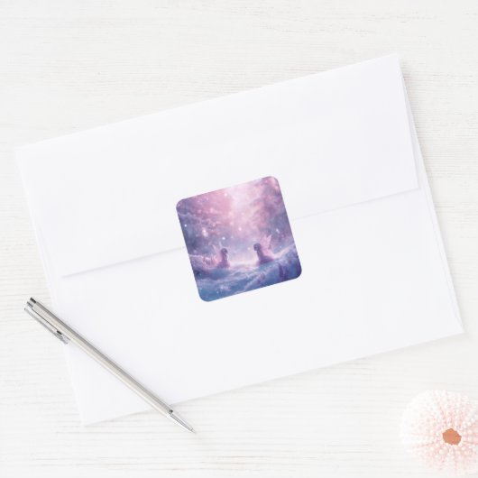 Winter Whispers and Fairy Light Vierkante Sticker (Envelop)