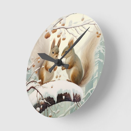 Winter Whispers: Eekhoorn Snowdance Ronde Klok (Hoek)