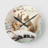 Winter Whispers: Eekhoorn Snowdance Ronde Klok (Voorkant)