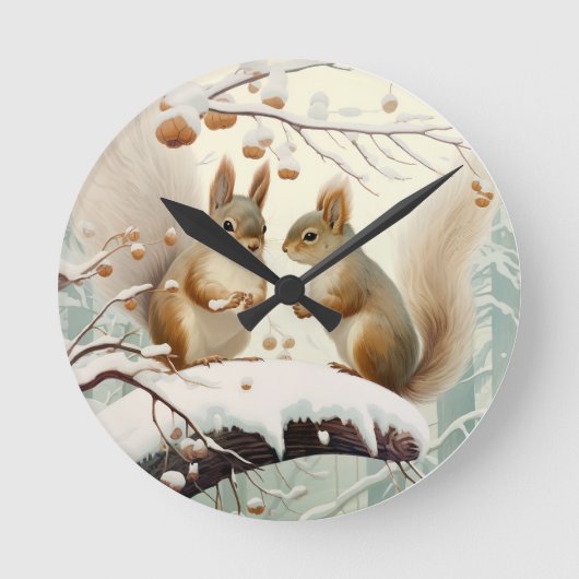 Winter Whispers: Eekhoorn Snowdance Ronde Klok (Voorkant)