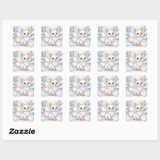 Winter Whispers of the Little Fox Vierkante Sticker (Vel)