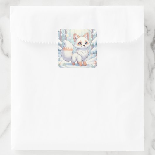 Winter Whispers of the Little Fox Vierkante Sticker (Tas)
