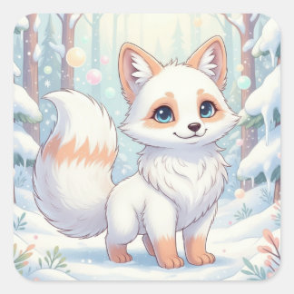 Winter Whispers of the Little Fox Vierkante Sticker