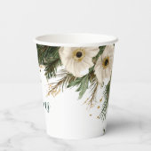 Winter White Anemone Kerstfeest Papieren Bekers (Achterkant)