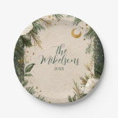 Winter White Anemone Kerstfeest Papieren Bordje (Voorkant)