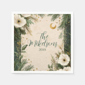 Winter White Anemone Kerstfeest Servet (Voorkant)