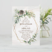 Winter White Berries Greenery Christelijk Wedding Kaart (Staand voorkant)