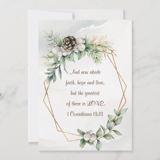 Winter White Berries Greenery Christelijk Wedding Kaart (Achterkant)