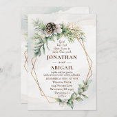 Winter White Berries Greenery Christelijk Wedding Kaart (Voorkant / Achterkant)