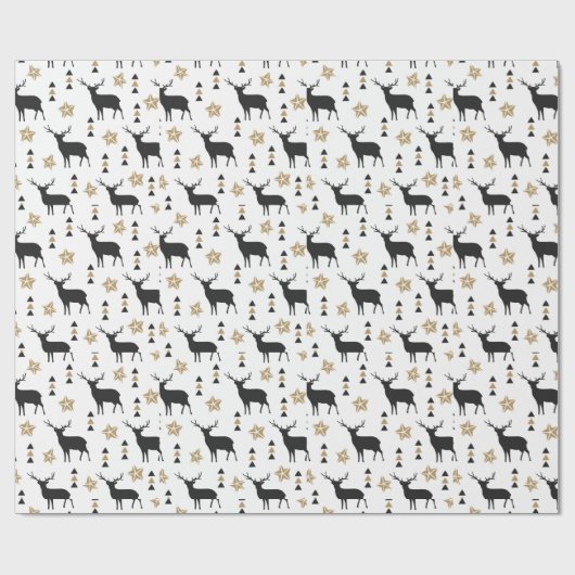 Winter White Black & Tan Deer Pattern Cadeaupapier (Vlak)