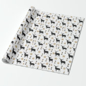 Winter White Black & Tan Deer Pattern Cadeaupapier (Uitgerold)