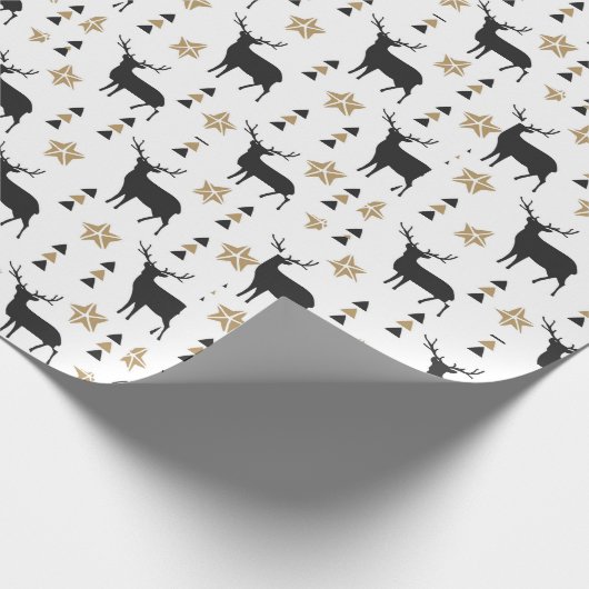 Winter White Black & Tan Deer Pattern Cadeaupapier (Hoek)