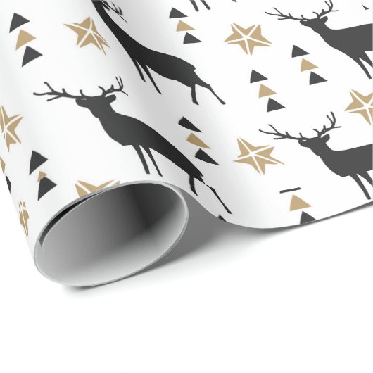 Winter White Black & Tan Deer Pattern Cadeaupapier (Rol Hoek)