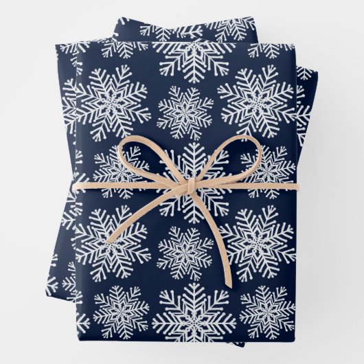 Winter White Blue Snowflakes Wonderland Pattern Inpakpapier Vel (In situ)