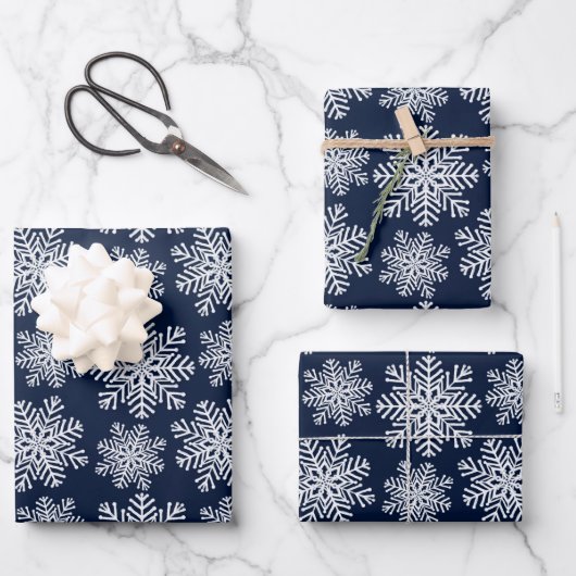 Winter White Blue Snowflakes Wonderland Pattern Inpakpapier Vel (Voorkant)