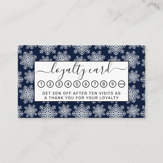 Winter White Blue Snowflakes Wonderland Pattern Klantenkaartje (Voorkant)