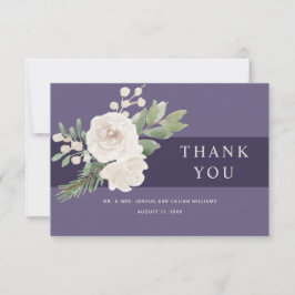 Winter White Botanical Paars Wedding Bedankkaart