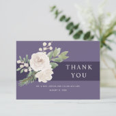 Winter White Botanical Paars Wedding Bedankkaart (Staand voorkant)