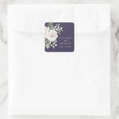 Winter White Botanical Purple Wedding Vierkante Sticker (Tas)