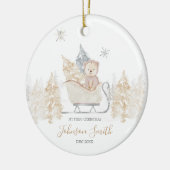 Winter White Cute Beer Mountain First Kerstmis Keramisch Ornament (Links)