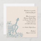 Winter White en Blue Music Kerstparty Kaart (Voorkant / Achterkant)