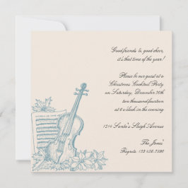 Winter White en Blue Music Kerstparty Kaart