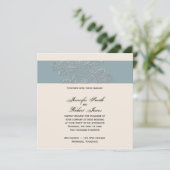 Winter White en Blue Wedding Invitation Kaart (Staand voorkant)