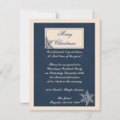 Winter White en Navy Blue Snowflake Kaart (Voorkant)