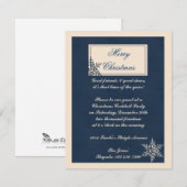 Winter White en Navy Blue Snowflake Kaart (Voorkant / Achterkant)