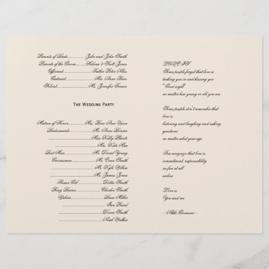 Winter White en Red Mistletoe Wedding Programme (Achterkant)