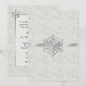 Winter White en Silver Snowflake Wedding Kaart (Voorkant / Achterkant)