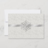 Winter White en Silver Snowflake Wedding RSVP (Voorkant)