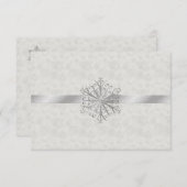 Winter White en Silver Snowflake Wedding RSVP (Voorkant / Achterkant)