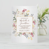 Winter White Floral All-in-One Christelijke bruilo Kaart (Staand voorkant)
