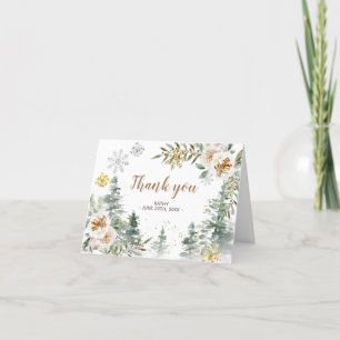 Winter White Floral Baby shower Hartelijk dank Bedankkaart