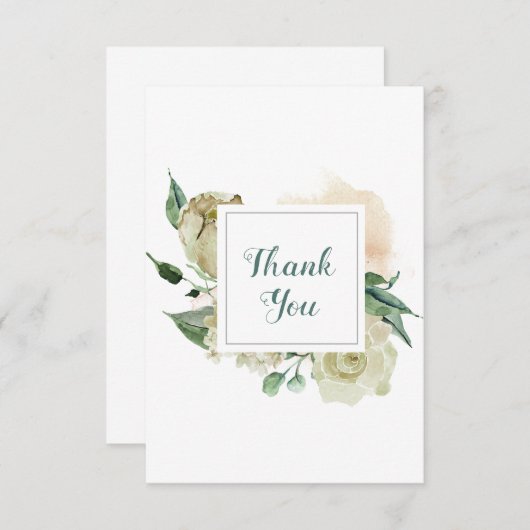 Winter White Floral Bedankkaart (Voorkant / Achterkant)